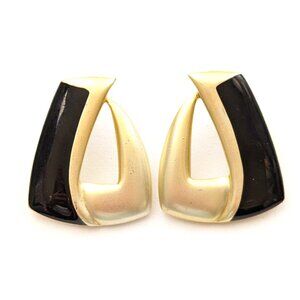 80s Enamel Triangle Stud Earrings 1.25"